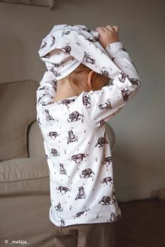 Preview: Baumwolljersey Life in the Forest Waschbären by Christiane Zielinski aus dem Hause Swafing